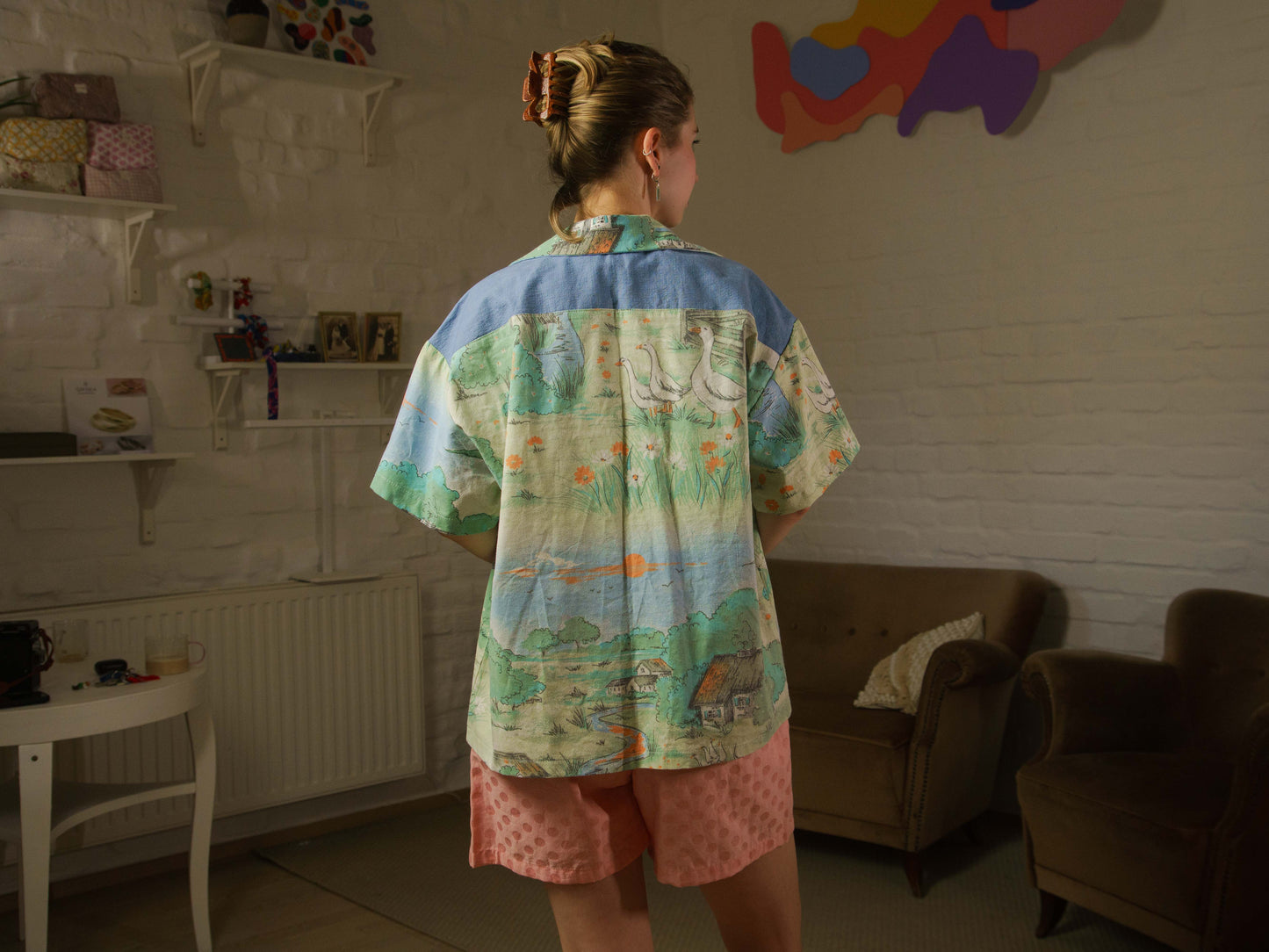 Libás rövid ujjú unisex ing