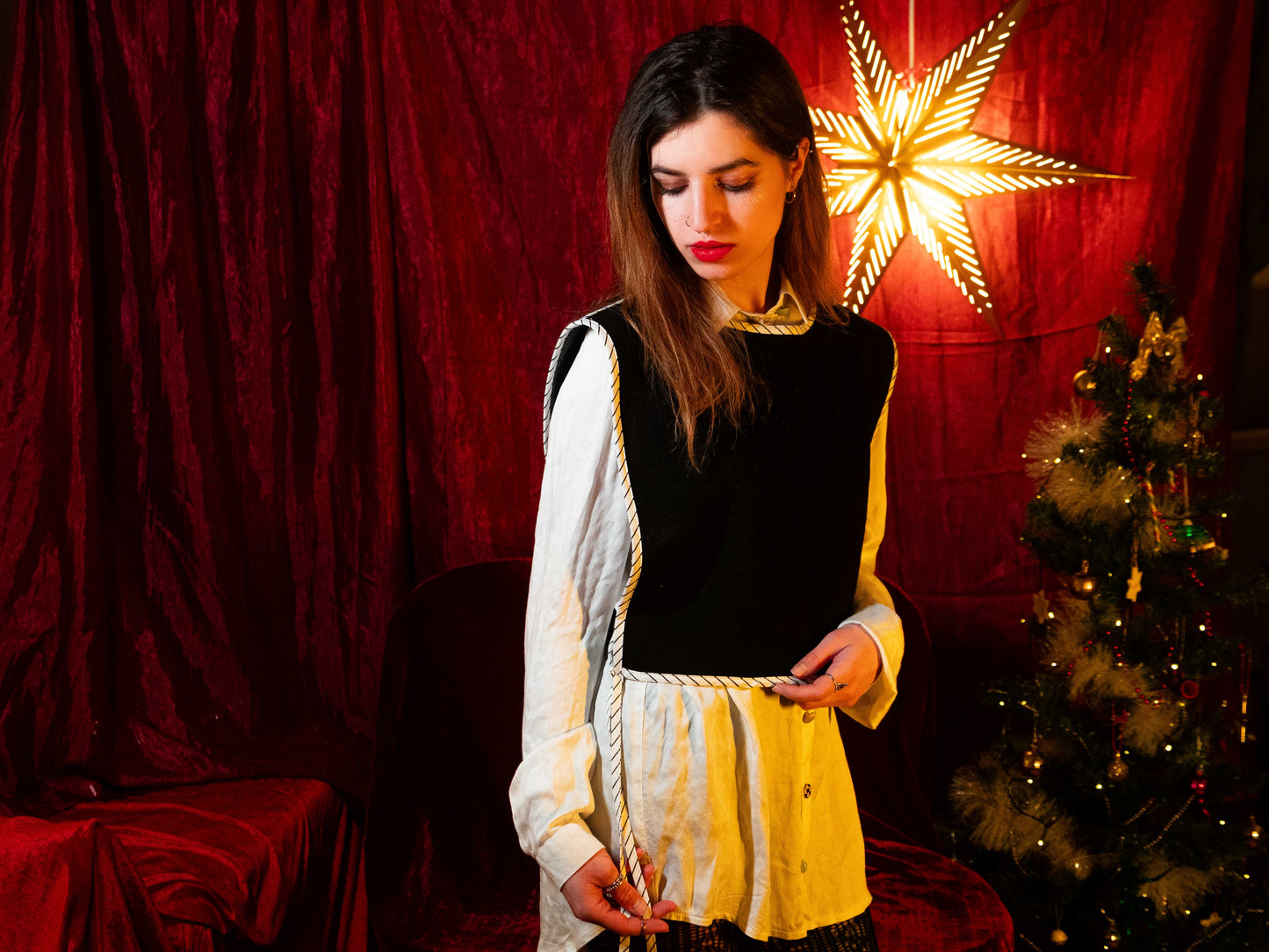 Kötött grisea kétoldalú mellény