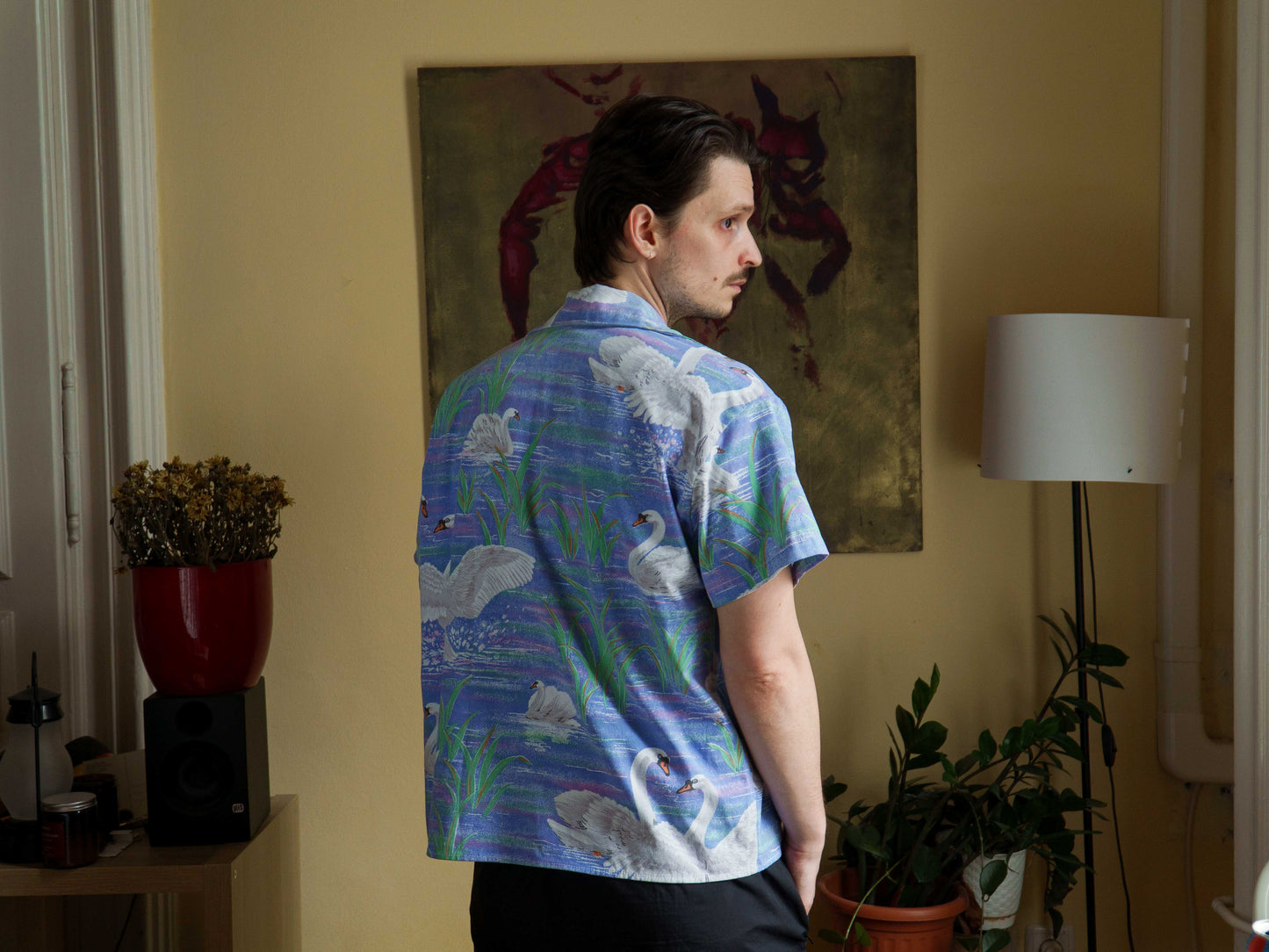 Hattyús rövid ujjú uniszex ing
