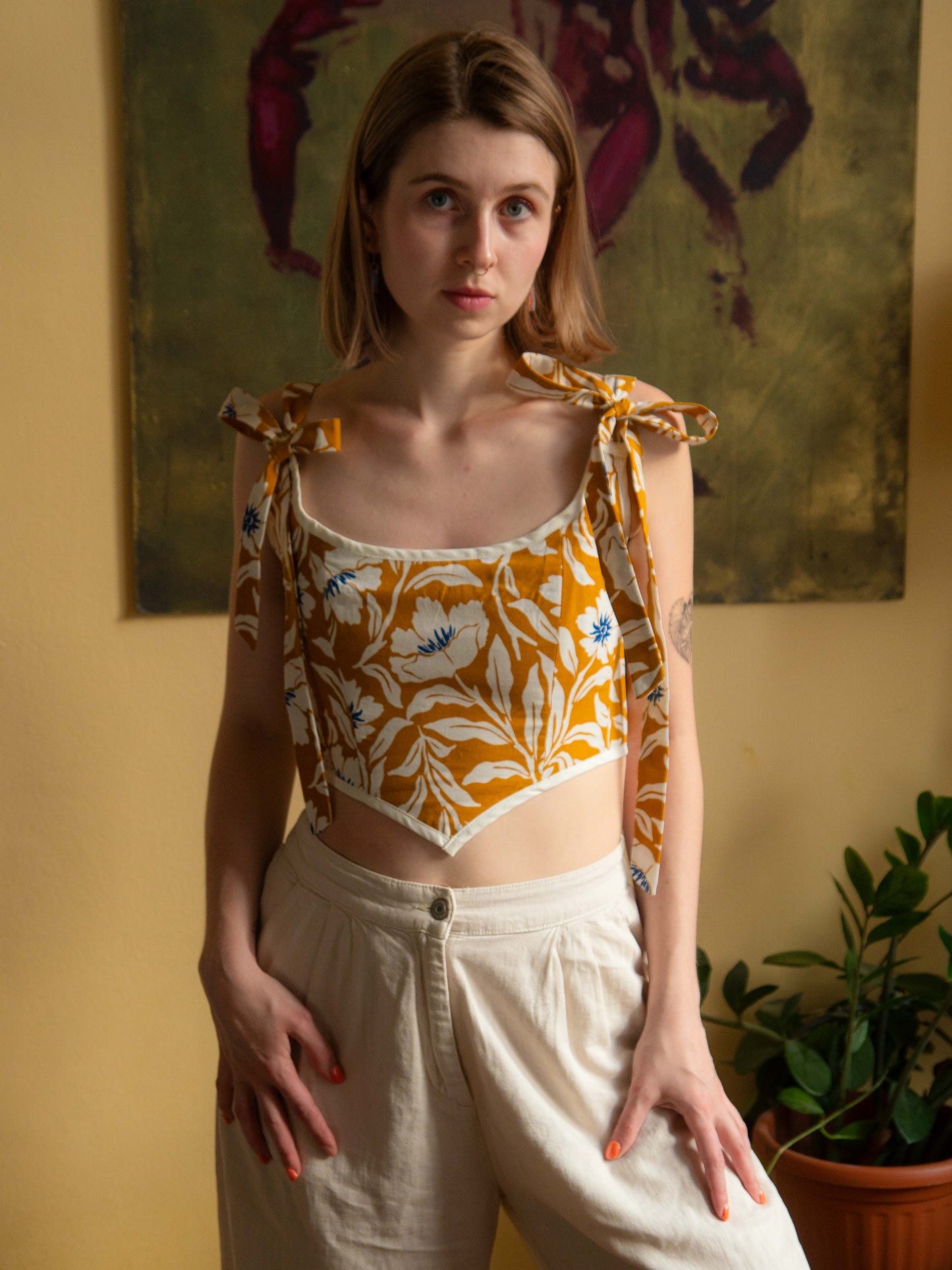Sárga vadvirágos corset