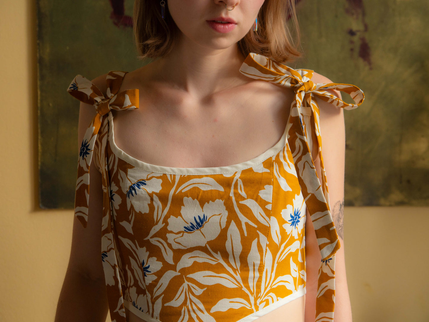 Sárga vadvirágos corset