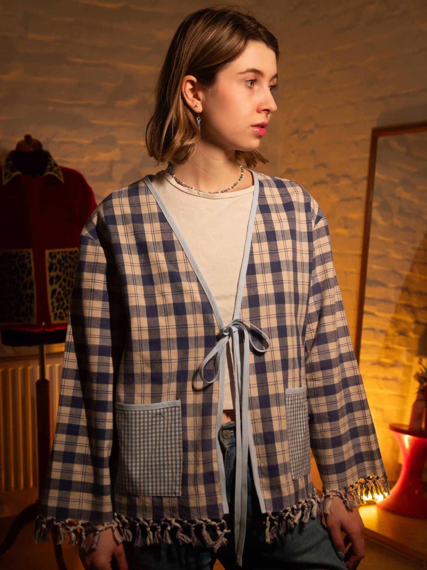 Rojtos kockás felső/kardigán