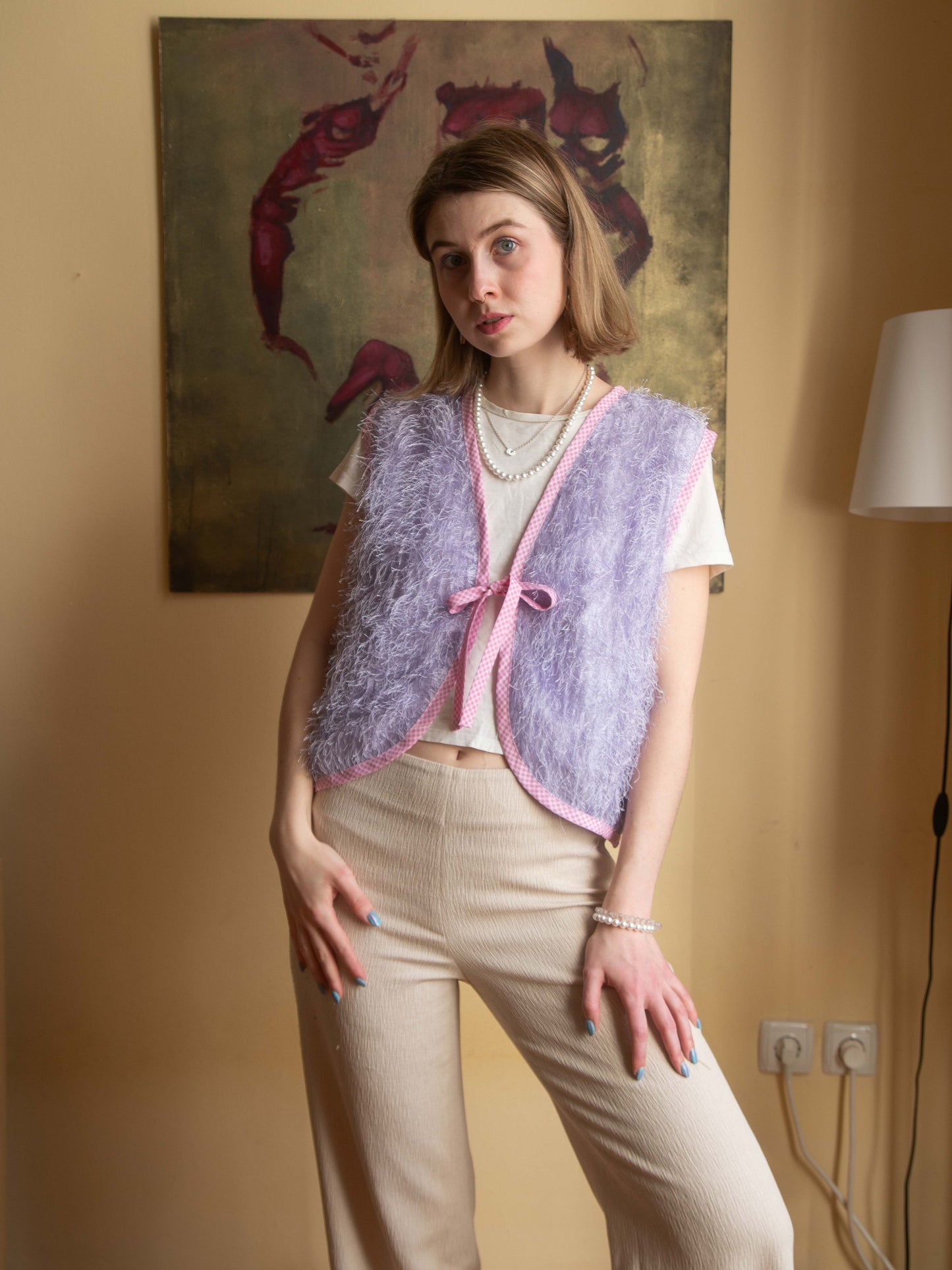 Lila bárányfelhő mellény