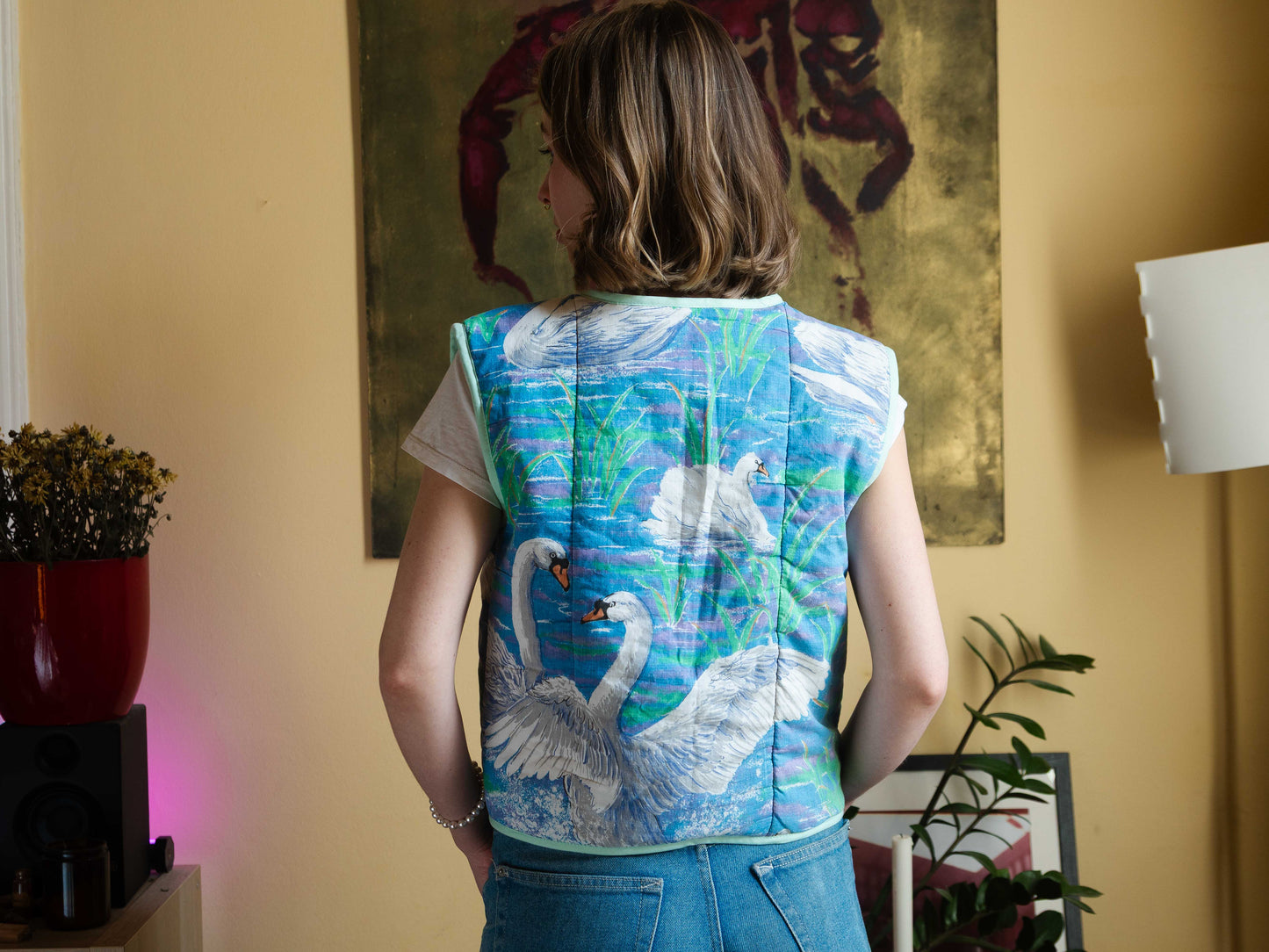 Hattyús-rózsás kifordítható mellény