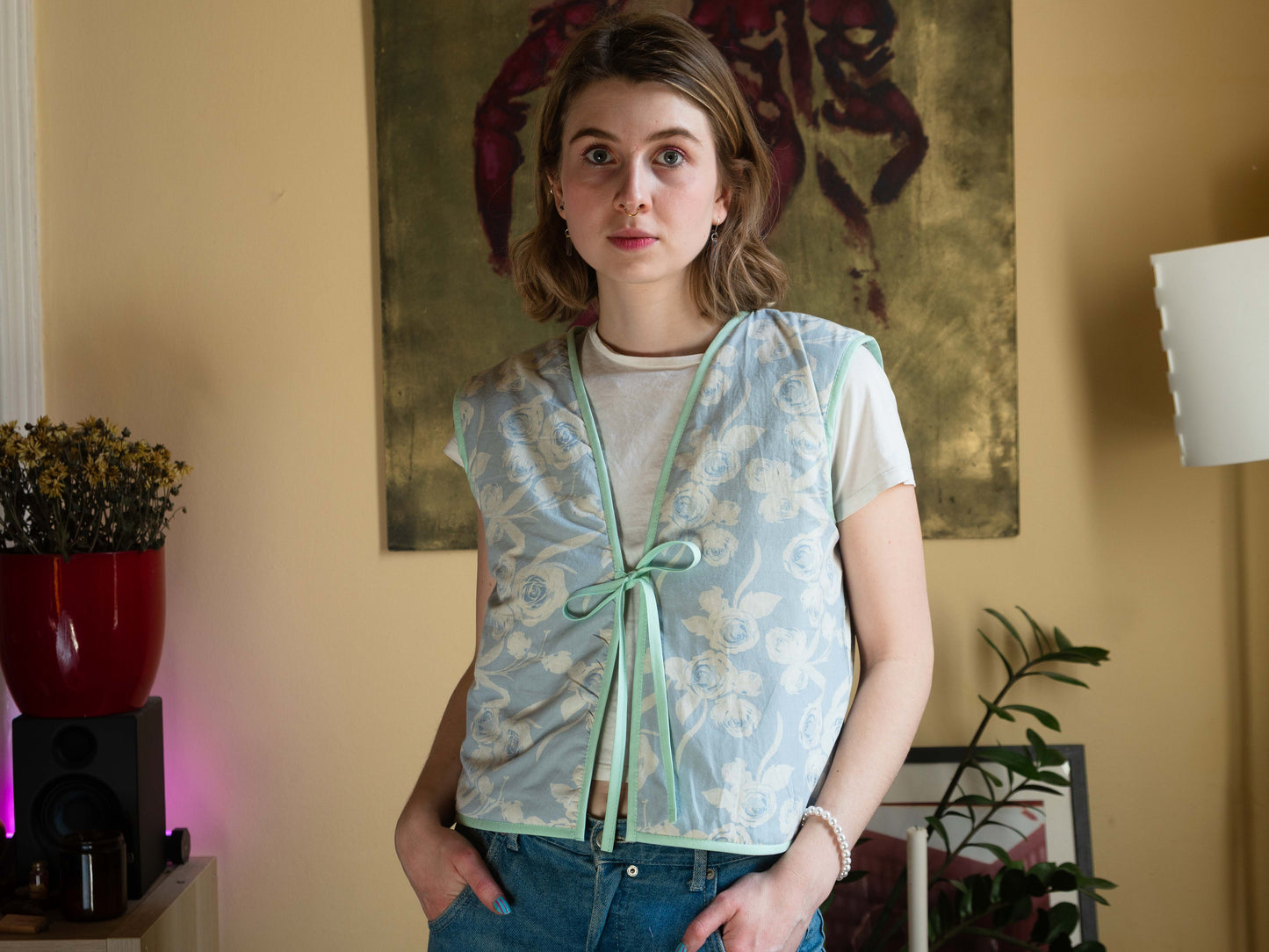 Hattyús-rózsás kifordítható mellény