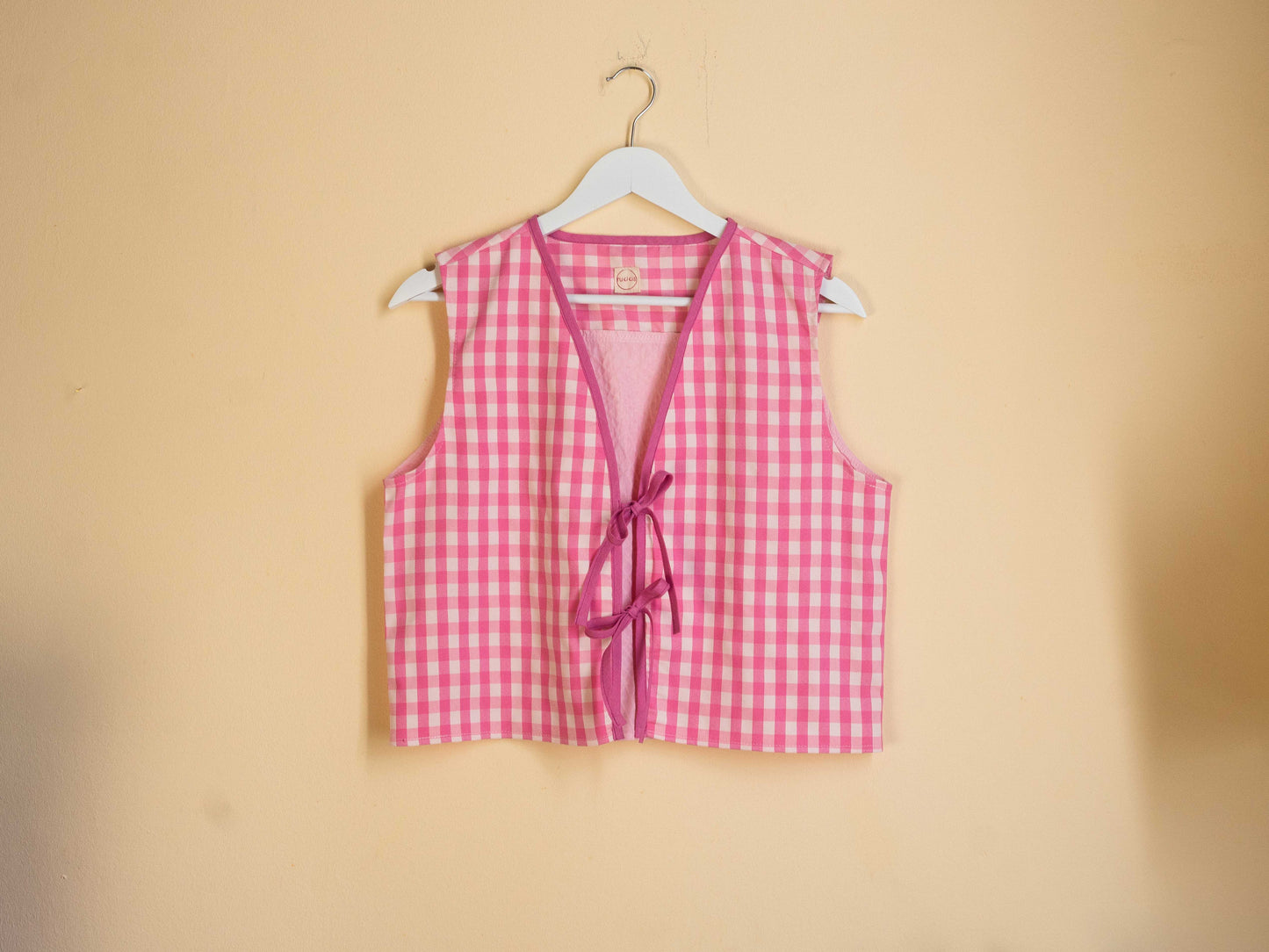 Rózsaszín kockás felső/mellény