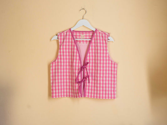 Rózsaszín kockás felső/mellény