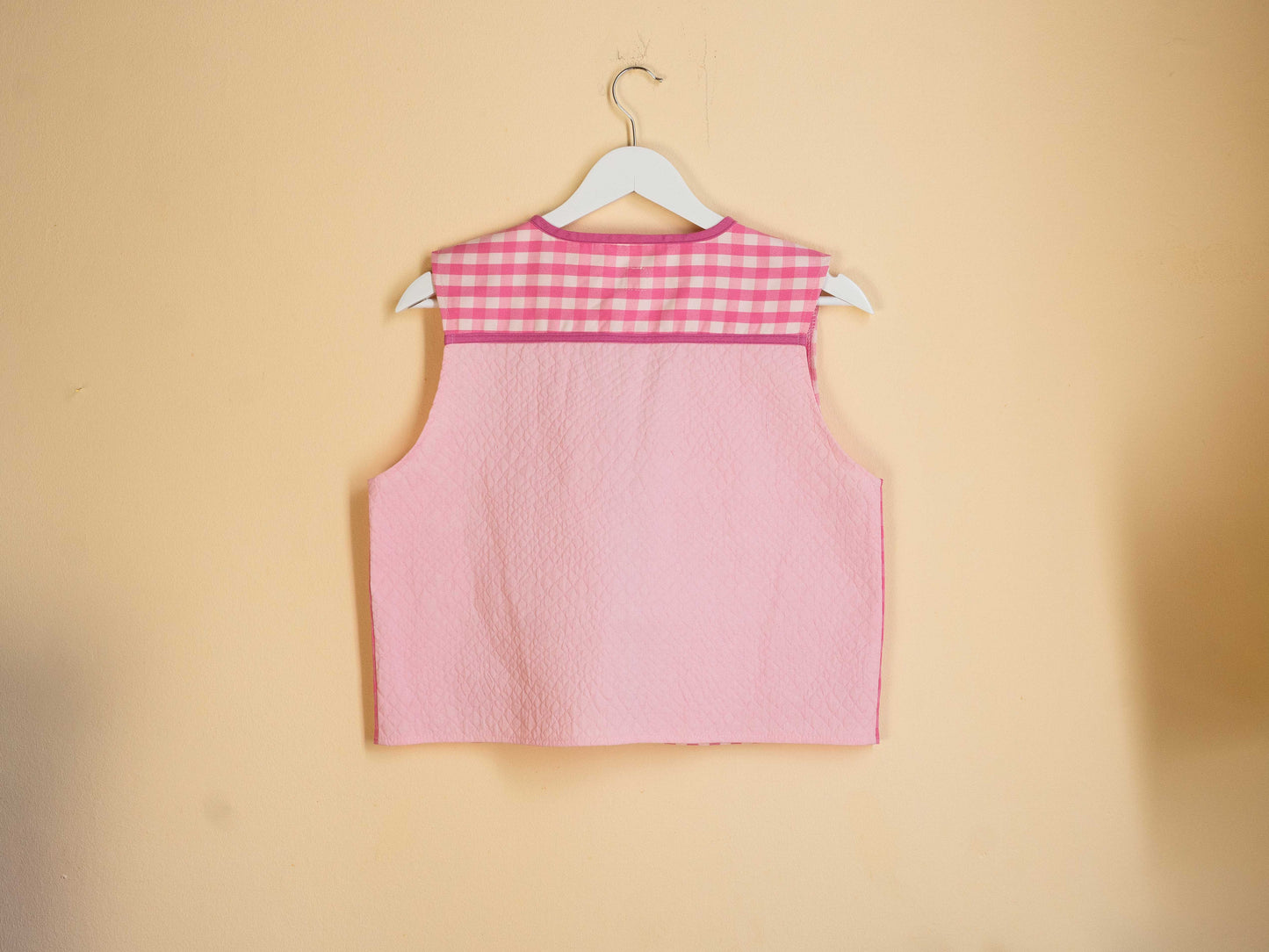 Rózsaszín kockás felső/mellény