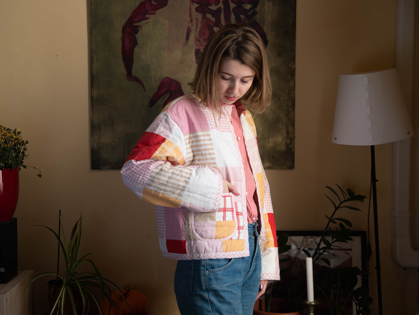 Színes kockás kabát