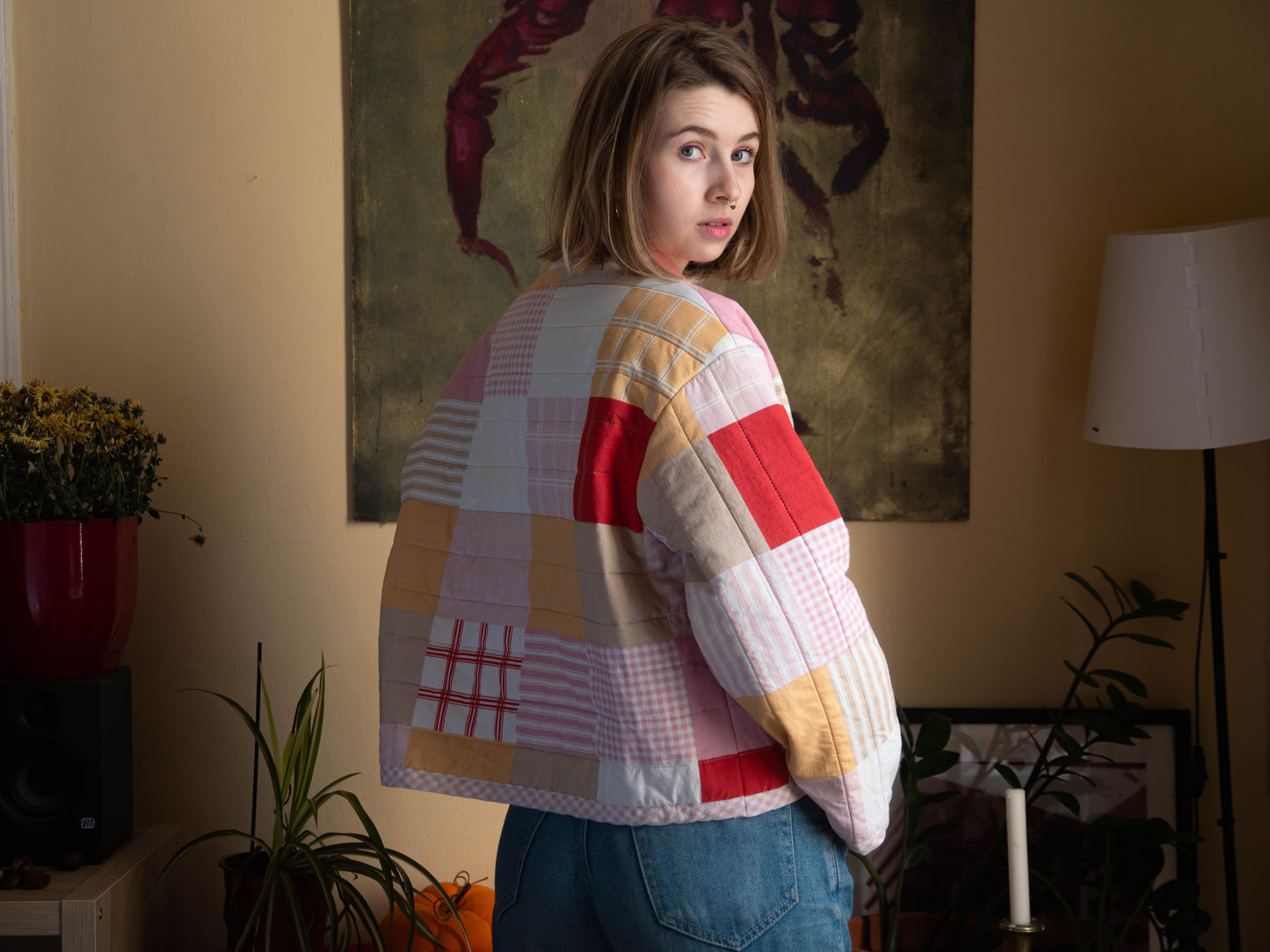 Színes kockás kabát