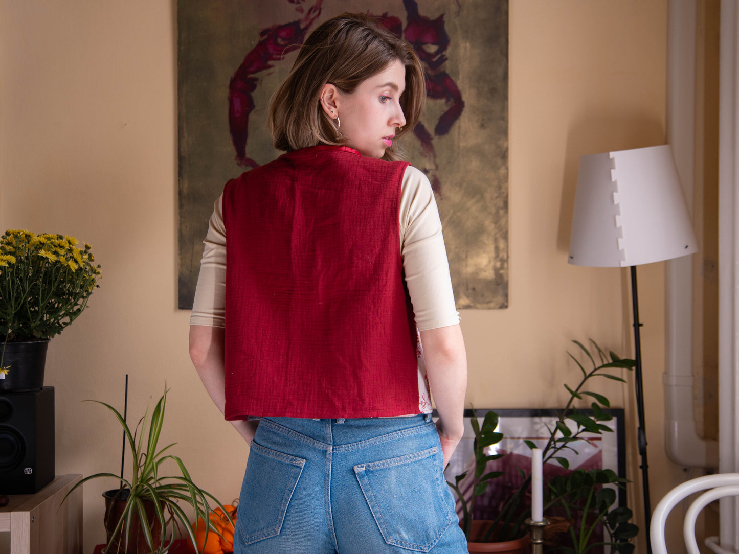 Farfalla piros-virágos felső/mellény