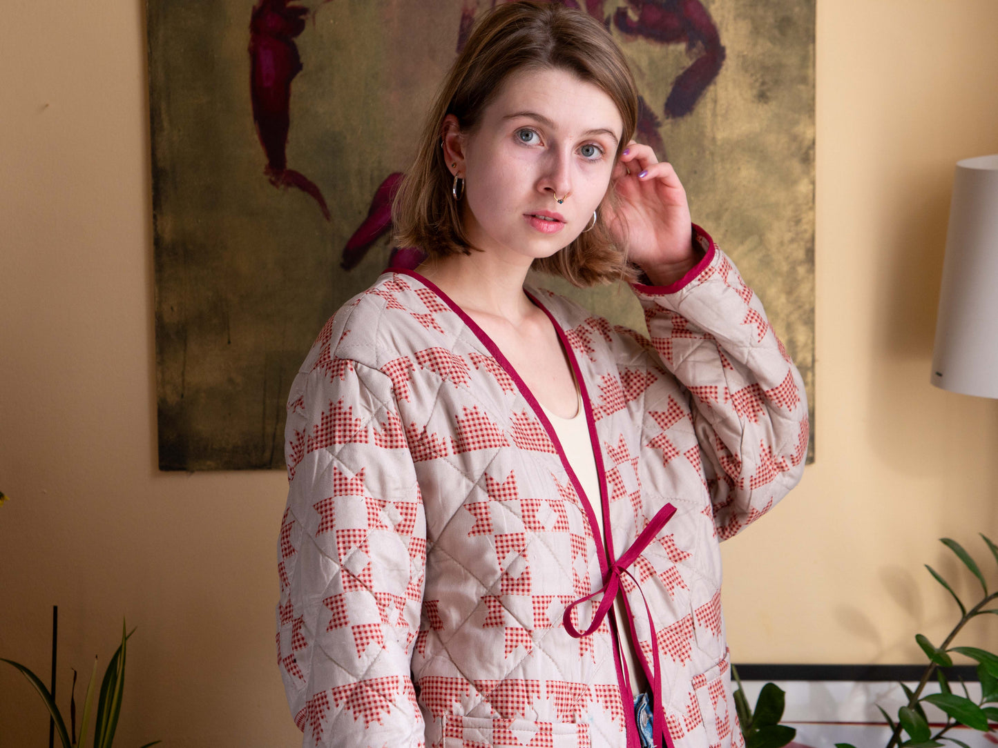 Bordó mintás kabát/kardigán