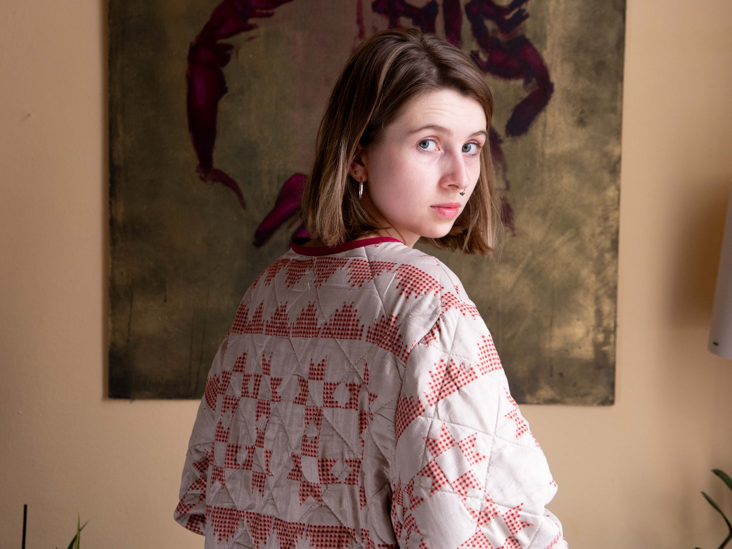 Bordó mintás kabát/kardigán