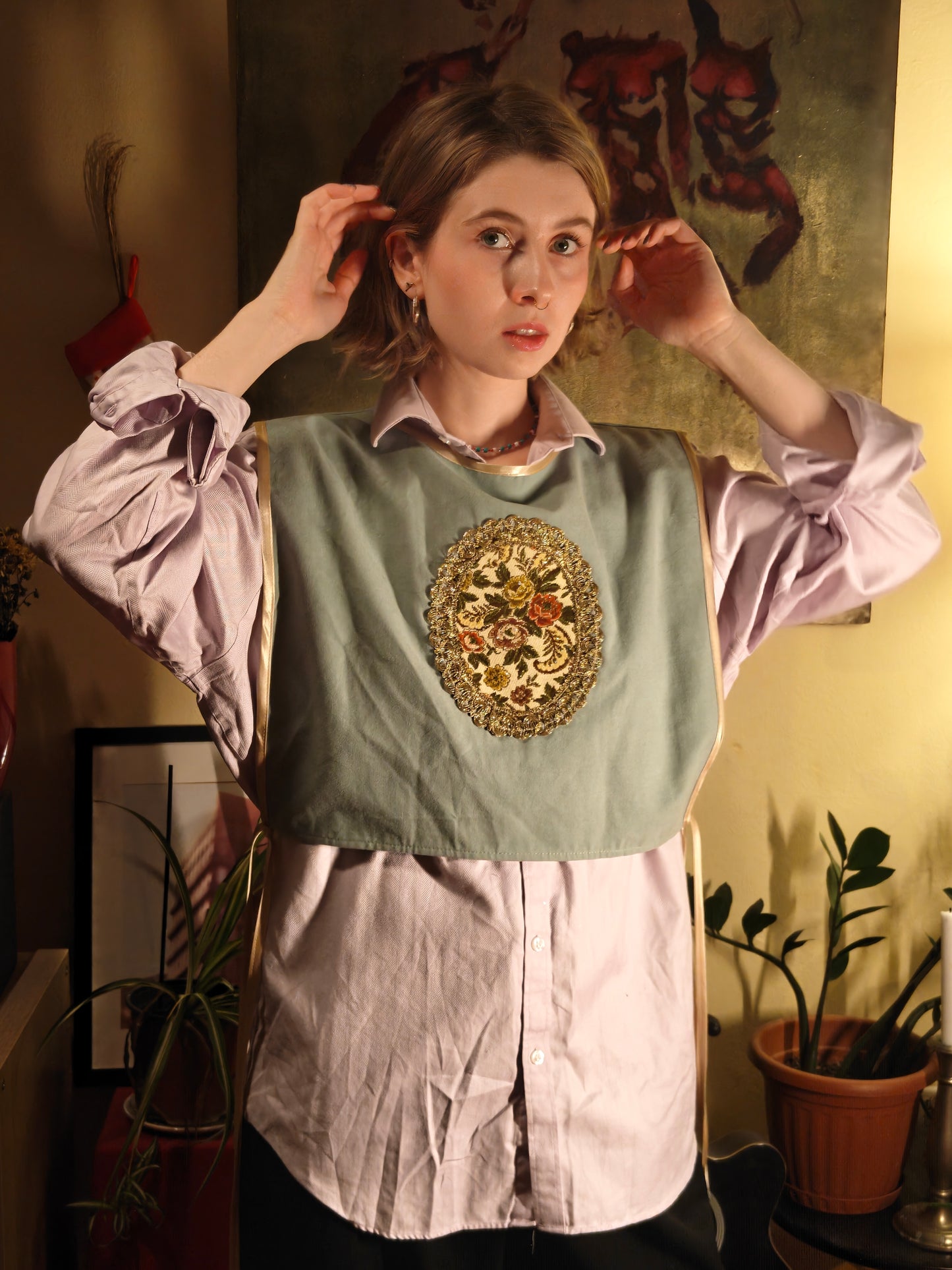 Menta arany rózsás mellény