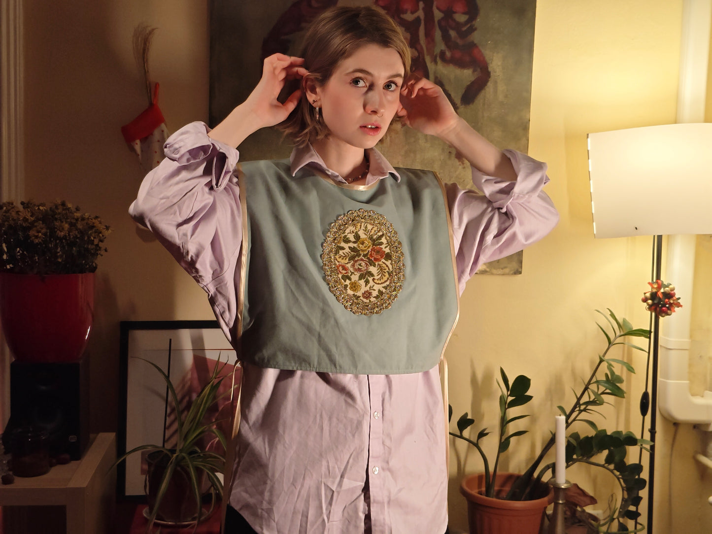 Menta arany rózsás mellény