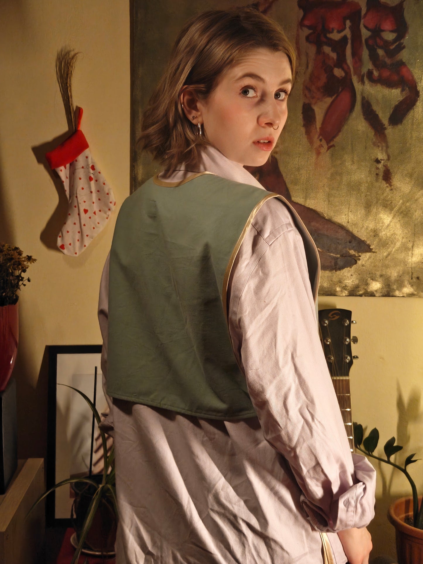 Menta arany rózsás mellény