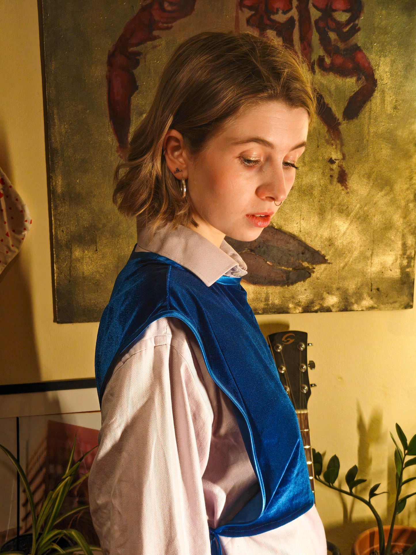 Bársony kék mellény