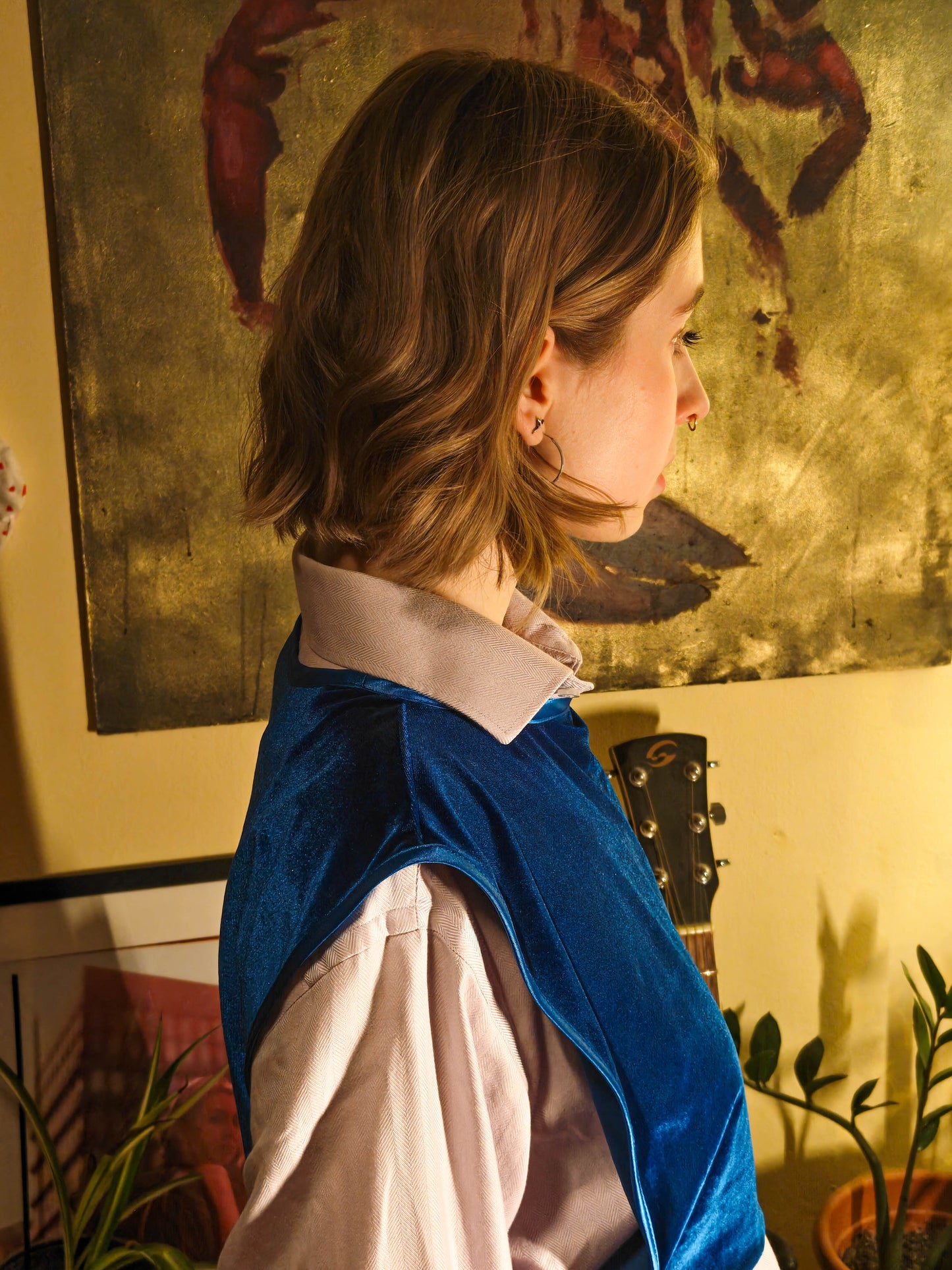 Bársony kék mellény