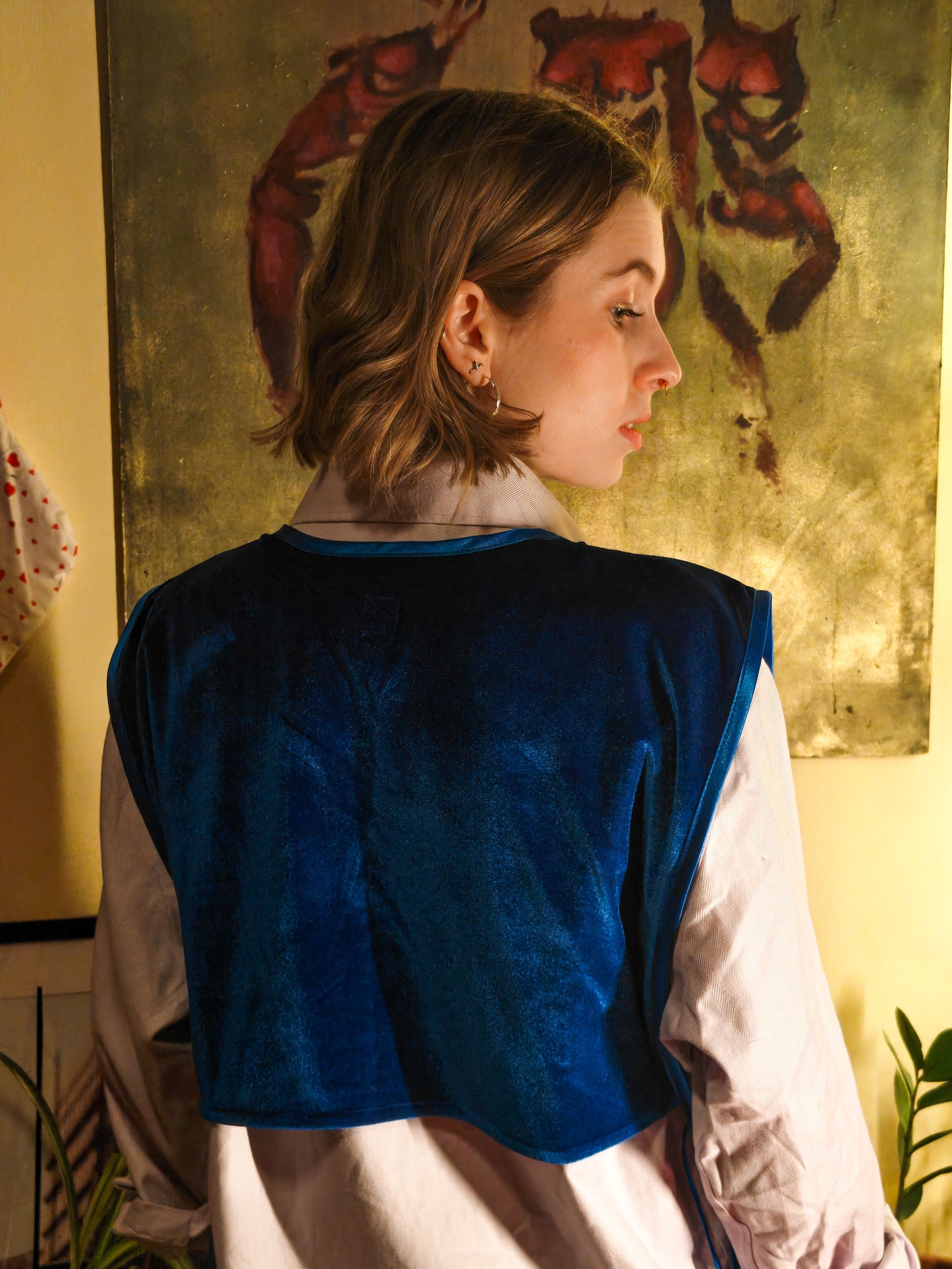 Bársony kék mellény