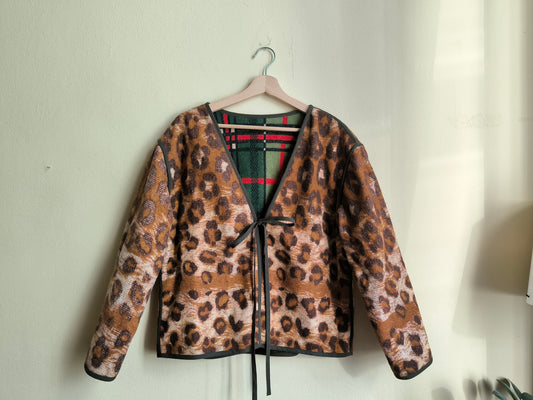 Kockás/párducos kétoldalú kardigán