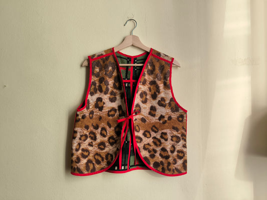 Kockás/párducos kétoldalú mellény