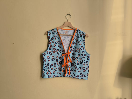 Színes párducmintás mellény/felső